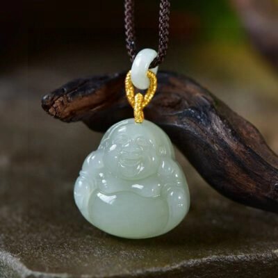 💓 Natural Hotan Jade Maitreya Buddha pendant, pendant size: 24.8 * 23.6 * 8.7mm1118088532