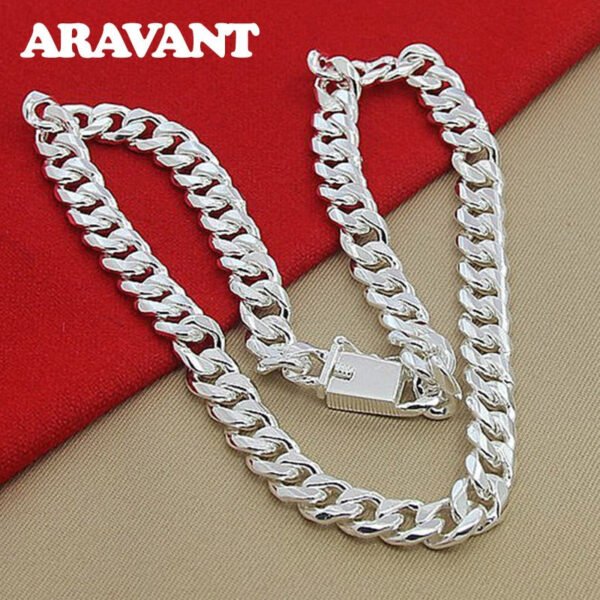 10MM Men Necklace Chain 925 Silver Necklaces Fashion Jewelry Accessories