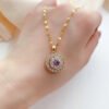 18K Gold Necklace White Diamond Pendants for Women Bijoux Femme Collares Joyas Natural Pierscionki Bizuteria Gemstone Pendant
