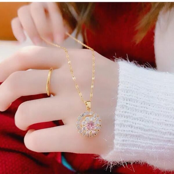 18K Gold Necklace White Diamond Pendants for Women Bijoux Femme Collares Joyas Natural Pierscionki Bizuteria Gemstone Pendant