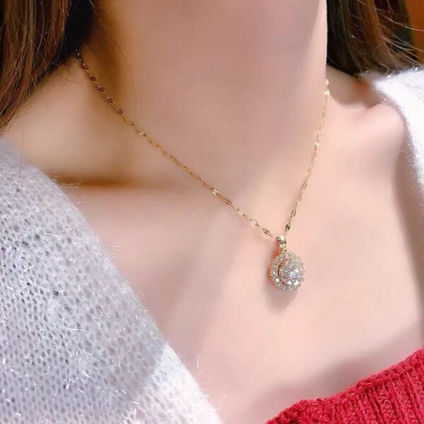 18K Gold Necklace White Diamond Pendants for Women Bijoux Femme Collares Joyas Natural Pierscionki Bizuteria Gemstone Pendant