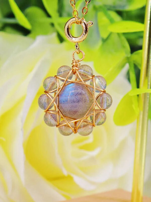 Crystal Labradorite Sunflower Pendant Daily