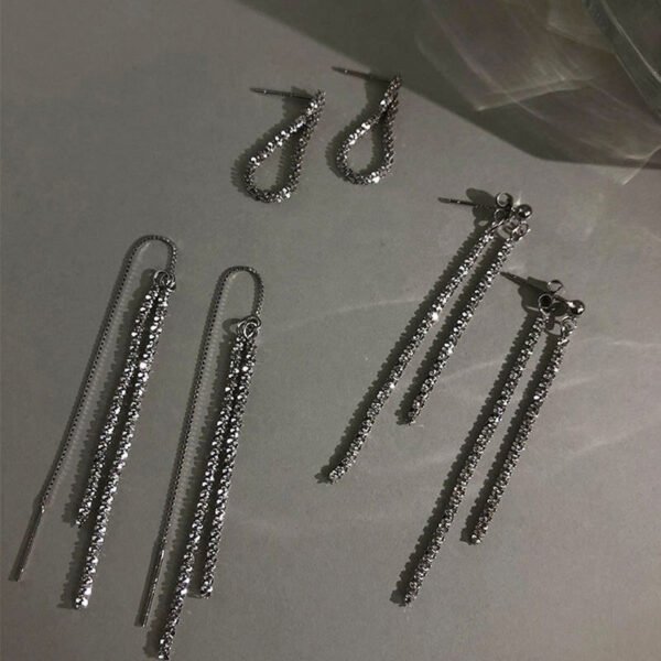 925 Sterling Silver Gypsophila Sparkling Drop Earrings Temperament Women Ear Line Long Earrings Fashion Jewelry For Wedding Gift