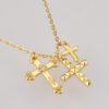 ANDYWEN Winter 925 Sterling Silver Gold Three Cross Pendant Charm Long Chain Necklace 2021 Fashion Fine Jewelry 2021 Gift