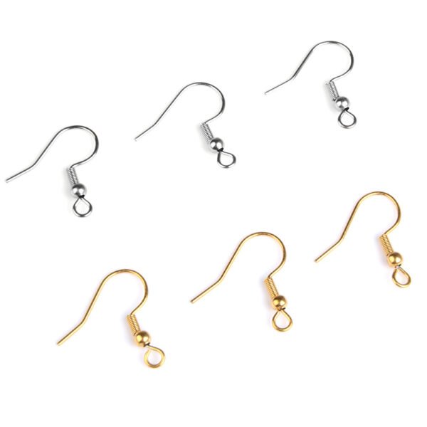 H6ba7773170684d69baf41ab9987f6f4aL Silver Gold Plated Spring Ball Dangle Ear Wire Stainless Steel Earring Hooks For DIY Jewelry Making