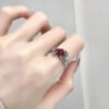 Irregular Gemstone Ring Aesthetic Girl Hollow Red Stone Ring Women's Liquid Hollow Ring Vintage Jewelry Accessories