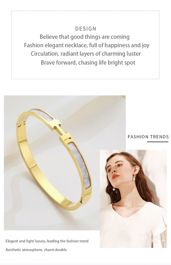 2023 New titanium Steel Inlaid real shell rose Gold H bracelet