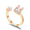 Sweet Flower Opening Adjustable Ring For Women Korean Trend Exquisite Jewelry Shiny Rhinestone Zircon Finger Ring Party Gift