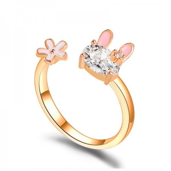 Sweet Flower Opening Adjustable Ring For Women Korean Trend Exquisite Jewelry Shiny Rhinestone Zircon Finger Ring Party Gift