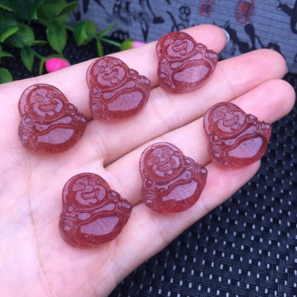 Strawberry crystal pot-belly Buddha pendant