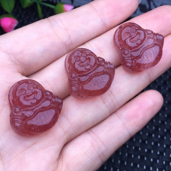 Strawberry crystal pot-belly Buddha pendant