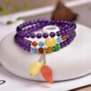 Natural Amethyst Three Ring Bracelet, paired with natural honey wax, Tianhe Stone, South Red, all accessories are natural, Amethyst size is about 5mm, 1020799