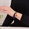 Natural Amethyst Three Ring Bracelet, paired with natural honey wax, Tianhe Stone, South Red, all accessories are natural, Amethyst size is about 5mm, 1020799