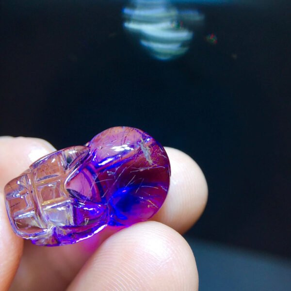 Natural Purple Hair Crystal Super Seven Purple Super Pixiu Pendant Treasure Collection, Size: 20.7/13mm 10202088