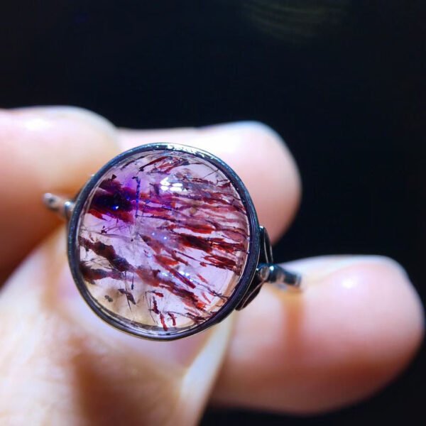 Natural Purple Hair Crystal Purple Super Seven Ring] Specification: 11.1/10.8mm10201988