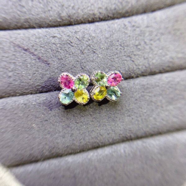 Pure natural tourmaline earrings, with a main stone size of 3 * 4mm! 925 Silver Precision Inlay 10211309