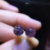 Super Beautiful Fantasy Purple Titanium Crystal Purple Seven Earstuds Earrings for Women, Size 7.9mm 10212389
