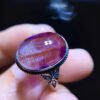 Pure natural purple hair crystal purple super seven ring for women, 925 sterling silver inlaid with a flap size of 15/10.8mm1023238645