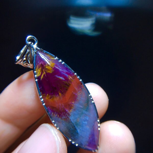 Aurora 23 Light Titanium Violet Titanium Crystal 👀 Horse Eye Pendant for Men and Women Size: 36/14mm2310358669