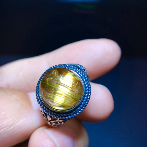 Super beautiful pure natural titanium crystal ring for women, 925 sterling silver inlay, adjustable size: 11.4/10.6mm2310368965