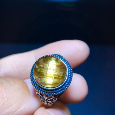 Super beautiful pure natural titanium crystal ring for women, 925 sterling silver inlay, adjustable size: 11.4/10.6mm2310368965