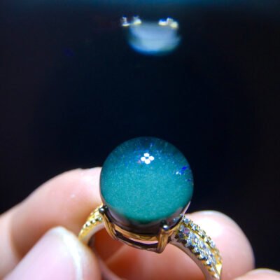 Natural green ghost treasure bowl ring for men and women, high-end 925 sterling silver inlaid, with a live size of 11.6mm2410238643