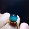 Natural green ghost treasure bowl ring for men and women, high-end 925 sterling silver inlaid, with a live size of 11.6mm2410238643