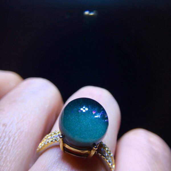 Natural green ghost treasure bowl ring for men and women, high-end 925 sterling silver inlaid, with a live size of 11.6mm2410238643