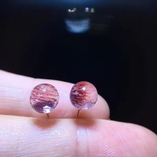 Super Beautiful Fantasy Purple Titanium Crystal Purple Seven Earrings for Women, Size 7.3mm2410208319