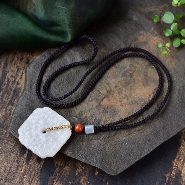 Natural pure hand carved Hotan Jade safety buckle pendant, pendant specification: 50.3 * 9.7mm24102693345