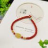 Natural South Red Honey Wax Corn Knot Woven Bracelet, paired with Natural Honey Wax Pixiu2410099315