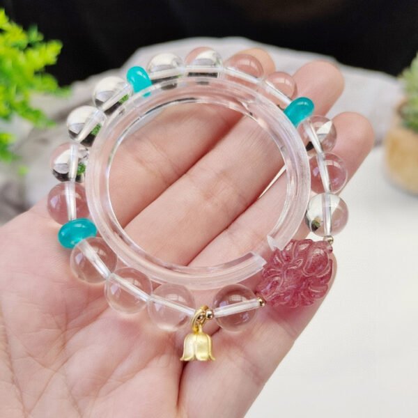 Natural White Crystal ➕ Strawberry crystal nine tailed fox beads with a diameter of 10 millimeters,2410045126