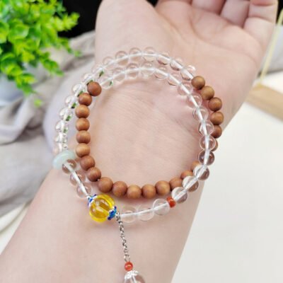 Natural White Crystal ➕ Lao Shan Tan's original double loop bracelet with a bead diameter of 6mm2410039461