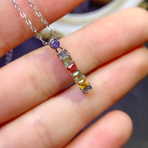 Colorful Blue Treasure Necklace, with a main stone size of 3mm square2510160168