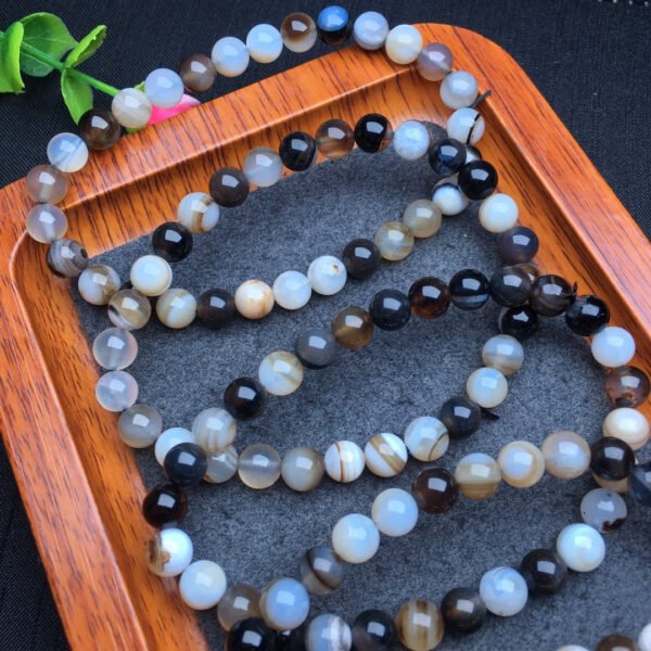 Striped agate single loop bracelet 💕 Specification 6mm2710004563