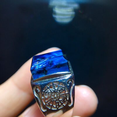 Natural colored Peter stone lightning pattern ⚡ Ring, size 13.6/10.3mm2710338621