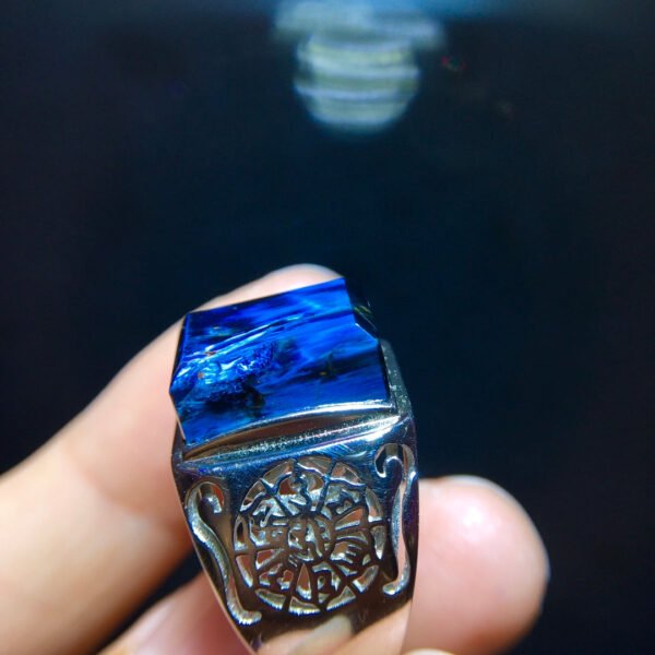 Natural colored Peter stone lightning pattern ⚡ Ring, size 13.6/10.3mm2710338621