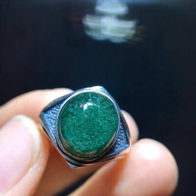 Natural Green Ghost Treasure Bowl Ring, Size 22.6/15.5mm2710298362