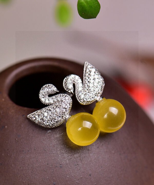 Natural Baltic mineral wax earrings, wax diameter: 8.5mm2710069531