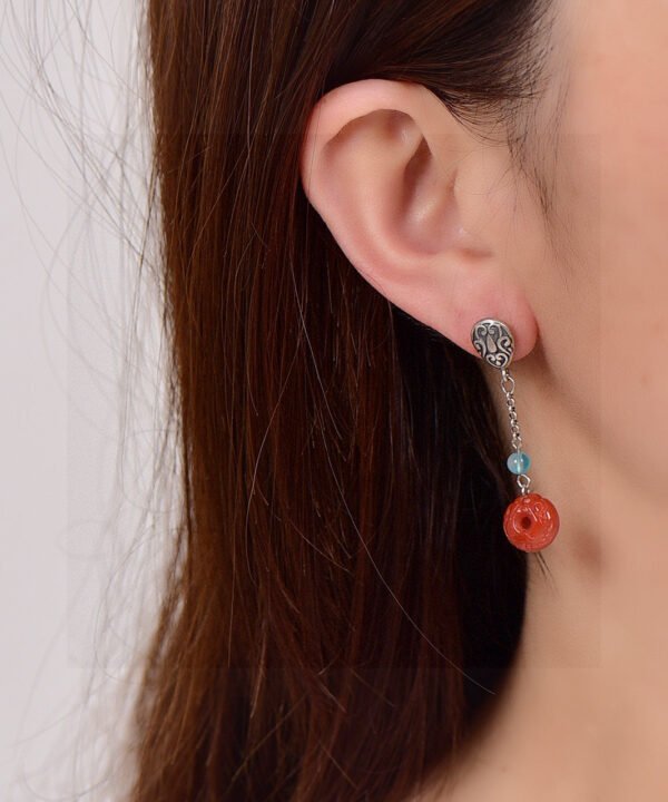 Original Light South Red Pixiu Earline/Earrings, South Red with a diameter of approximately 10.7mm2710085346