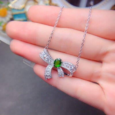 Pure natural Russian diopside necklace! Main stone 5 * 7mm2810140162