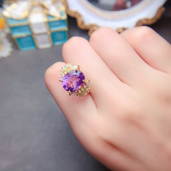 Natural Brazilian amethyst ring, main stone size 10 * 12mm2810140156