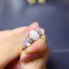 Pure natural dazzling white opal ring, with a main stone size of 5 * 7mm,2810110157