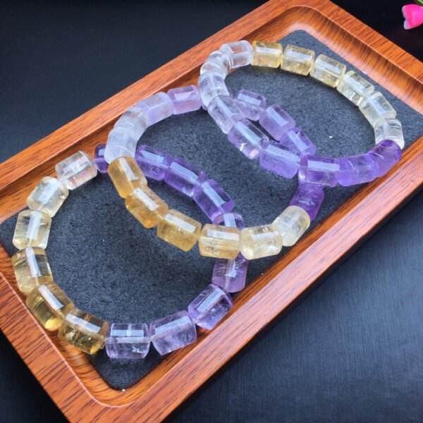 Purple Yellow Gradient Bucket Bead Bracelet 💕 Specification 10mm ✨3010049156