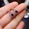 Pure natural Mozambique garnet earrings, main stone 4 * 5mm0211095188
