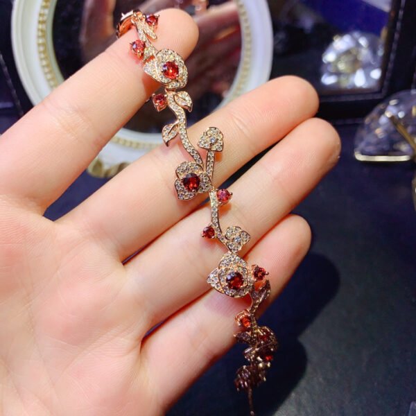 Pure Natural Mozambique Garnet Bracelet, Main Stone Circle 3+Circle 4mm0311450126