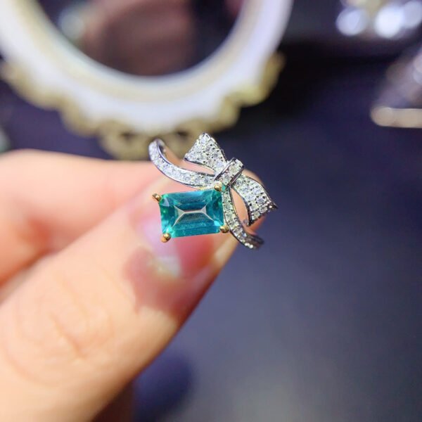 Pure Natural Palaiba Topaz Ring, Main Stone Size Square 5 * 7mm0311120158