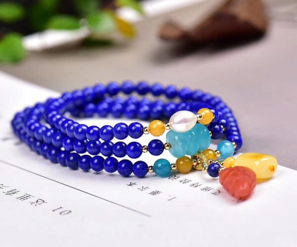 Original natural lapis lazuli multi loop bracelet with a diameter of approximately 4.6mm0311099187