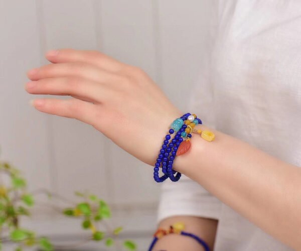 Original natural lapis lazuli multi loop bracelet with a diameter of approximately 4.6mm0311099187