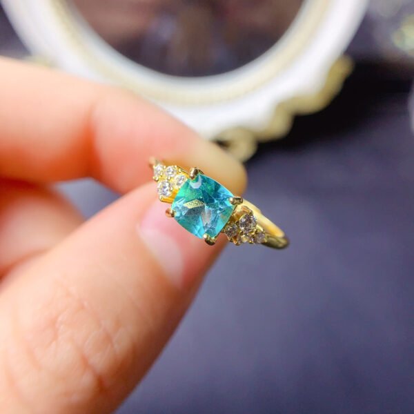 Pure Natural Palaiba Topaz Ring, Main Stone Size 6mm Square0411099879